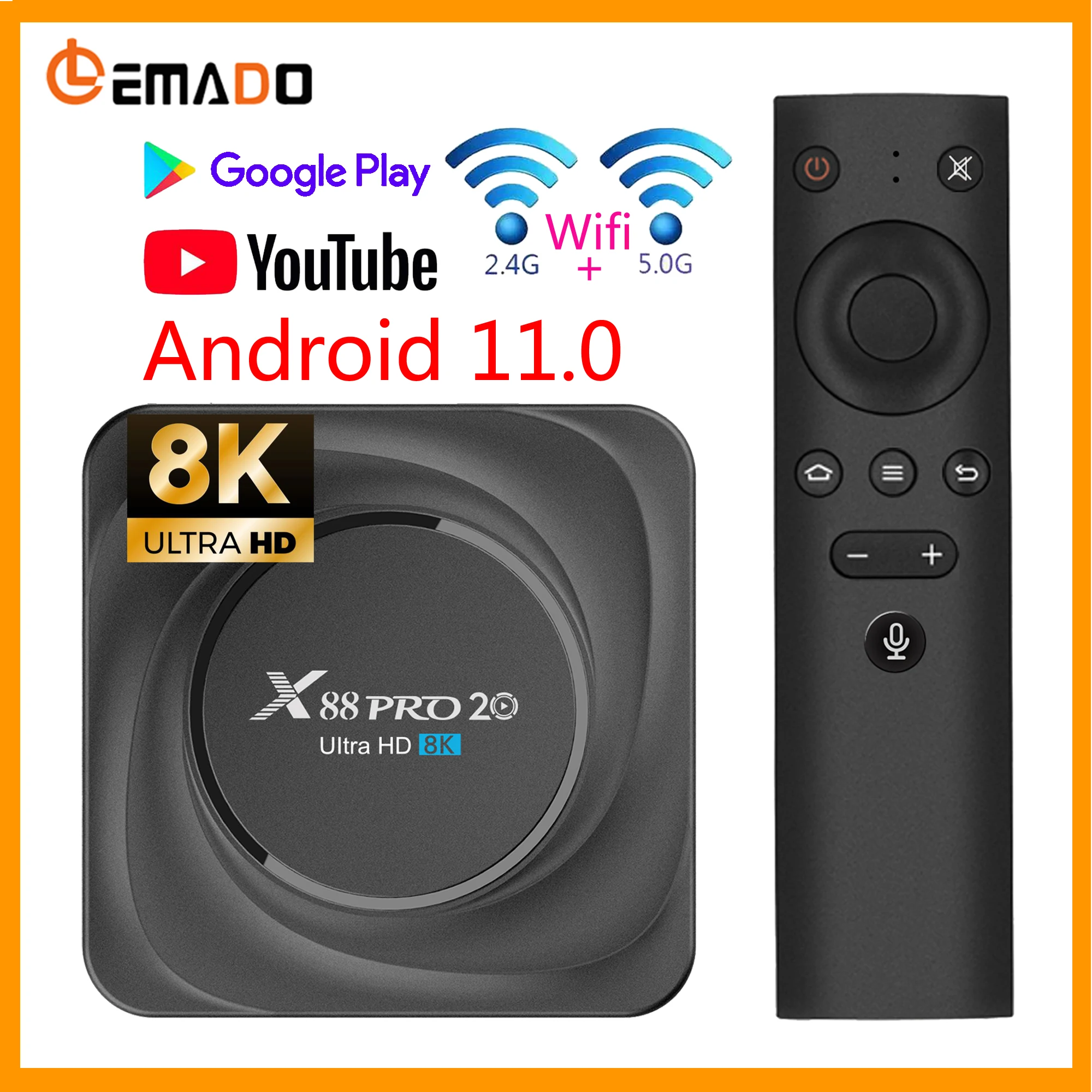 X88 Pro Smart TV Box Android 11 4K Hd Youtube Google Play Ethernet 1000 м 5G Wi-Fi приемник медиа-проигрыватель