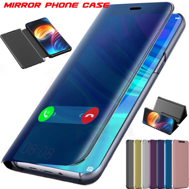 

Smart Mirror Flip Phone Case For Huawei Honor 8 9 10 10i 20i Cover