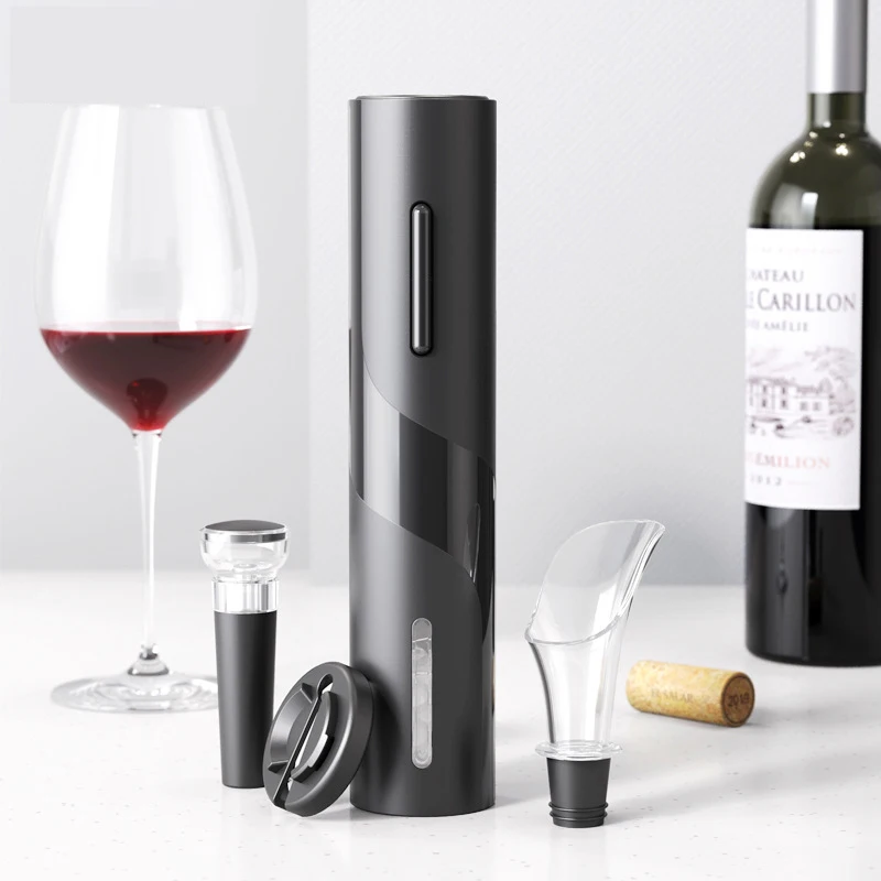 QiKun-Home Abridor de Vino eléctrico abridor de Botellas de Vino eléctrico automático abridor de Botellas eléctrico Recargable por USB portátil Gris Brillante