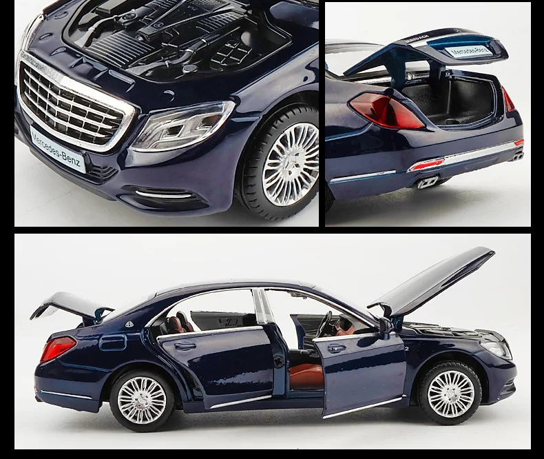 1/32 Maybach S600 литые под давлением металлические модели автомобилей, игрушечный автомобиль с имитацией, светильник с музыкой, 6 дверей, можно открыть, подарки для детей