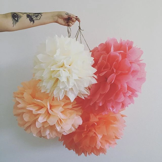 5PCS Handmade 6''(15CM) Tissue Paper Pom Poms Paper Flower Ball