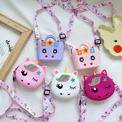 Cartoon Children's Silica Gel Shoulder Bag Cute Baby Girls Mini Coin Purse Handbags Lovely Pink Kids Small Wallet Crossbody Bags