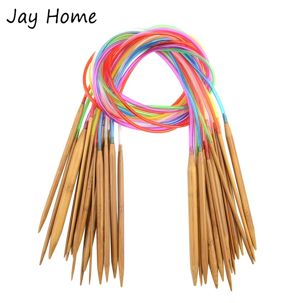 

18pcs/set Circular Knitting Needles Bamboo Knitting Needles with Plastic Tube DIY Weaving Crochet Needles Knitting Tools