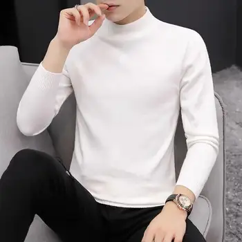 

Spring and winter 2020 New Youth Korean slim men's high neck sweater men's solid color sweater men