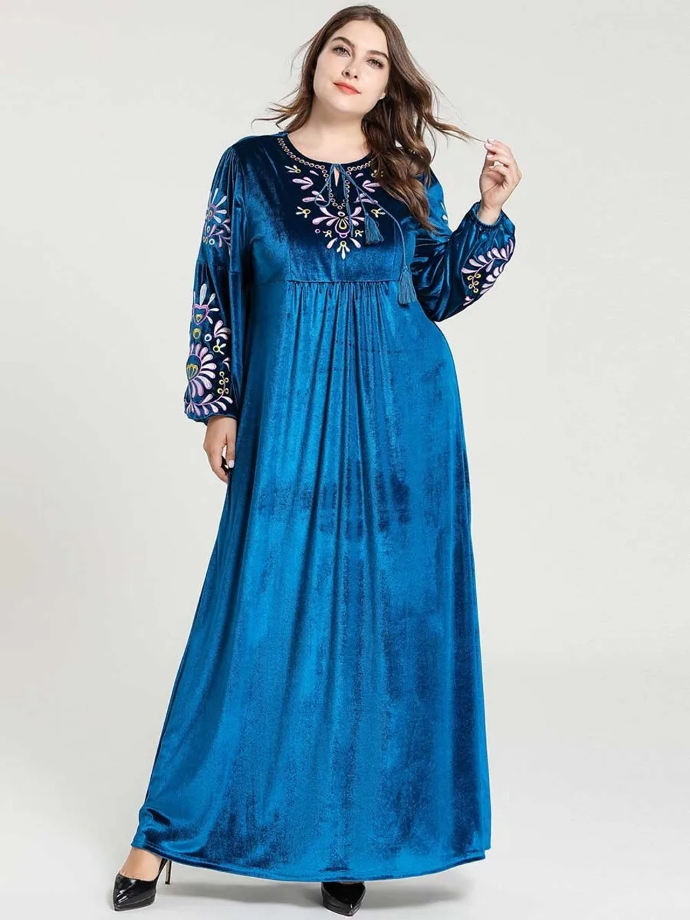 

Modest Fashion Embroidery Hidjab Robe Abaya Turkish Vestido For Girls