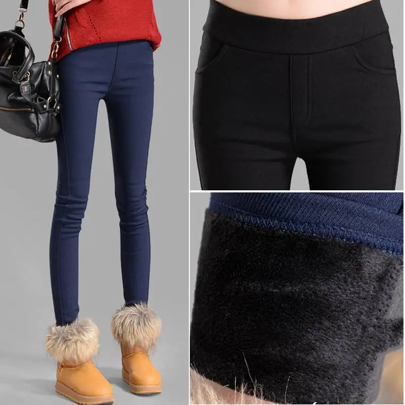 

S-3XL winter warm 2018 high Elastic Waist Casual stretch Skinny Pencil Pants Women trousers Plus size Clothing Female Leggings