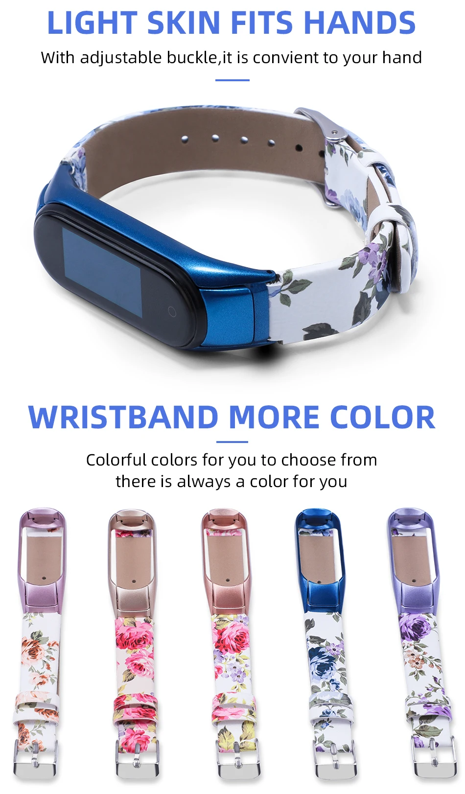 Ремешок из искусственной кожи для mi Band 4, 3, металлический ремешок с цветным цветком mi band 4, чехол из нержавеющей стали, сменные ремни для mi band 3, 4