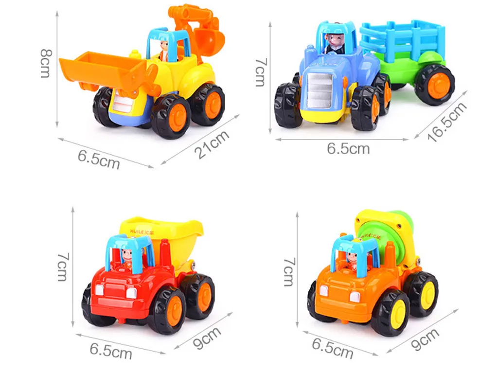 4pcs Friction Powered Car Toys Push and Go Construction Vehicles Cars child birthday surprises for 1-3 Year Old Kids #C