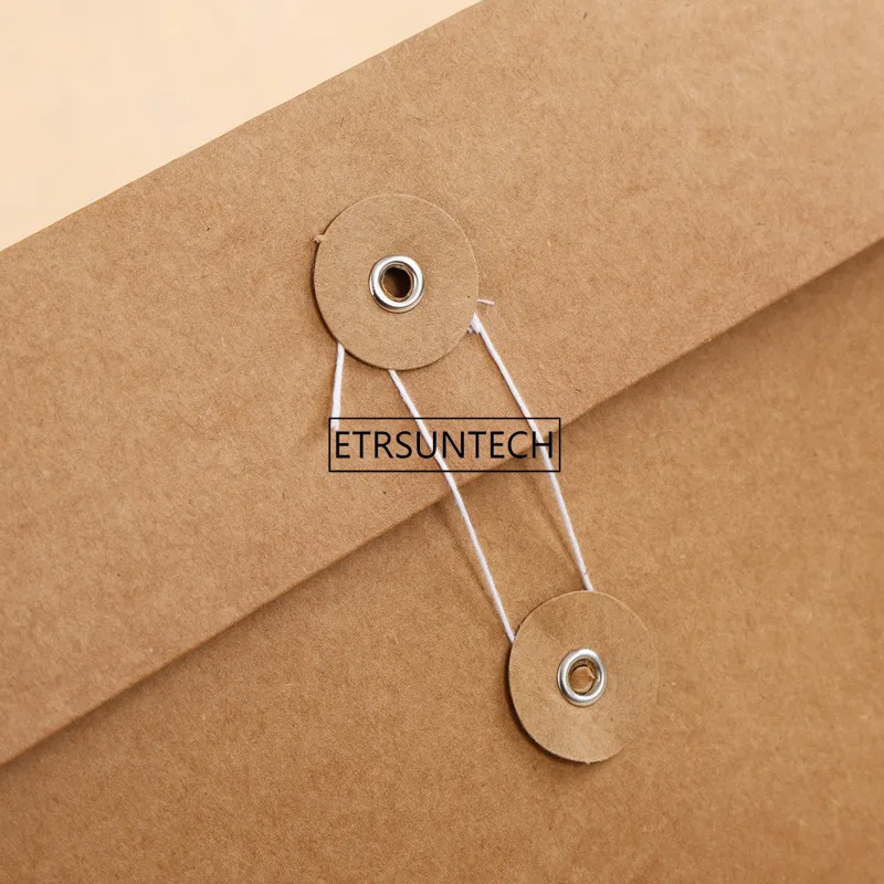 100 Stück weiß schwarz braun Kraftpapier Dokumentenhalter Datei Aufbewahrungstasche Taschenumschlag mit Aufbewahrung String Lock Bürobedarf – Detail 10