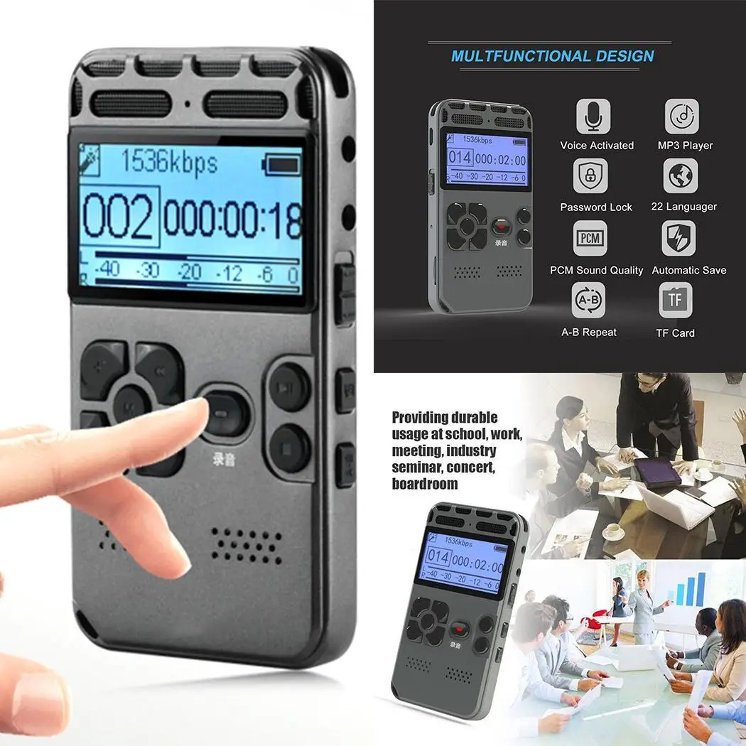 

HD 8GB Professional Recorder MP3 Player Digital USB 2.0 Lithium battery Learning TF card Recorder 3000 minutes