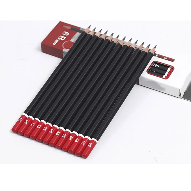 

12 unids/lote Sketch pencil HB 2B 3B 4B 5B 6B 8B 10B 2H 3H Soft medium hard carbon pen Office school drawing pencil