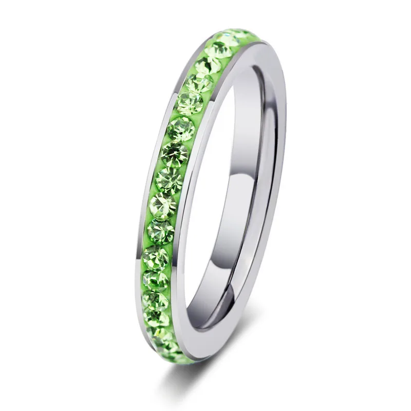 2020 New Fashion Multi-color Single-row Women's Ring with Rhinestones Stainless Steel Zircon Jewelry for Girlfriend Gift | Украшения и