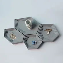  Creative Irregular Concrete Plaster Storage Tray Mold Geometric Cement Jewelry Display Tray Gypsum Plate Silicone Molds 