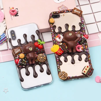 

For iPhone 11 case 3D DIY phone cover for iPhone XS Max handmade creamy shell ip11 pro max girl gift 7/8plus cute bear X/XS XR