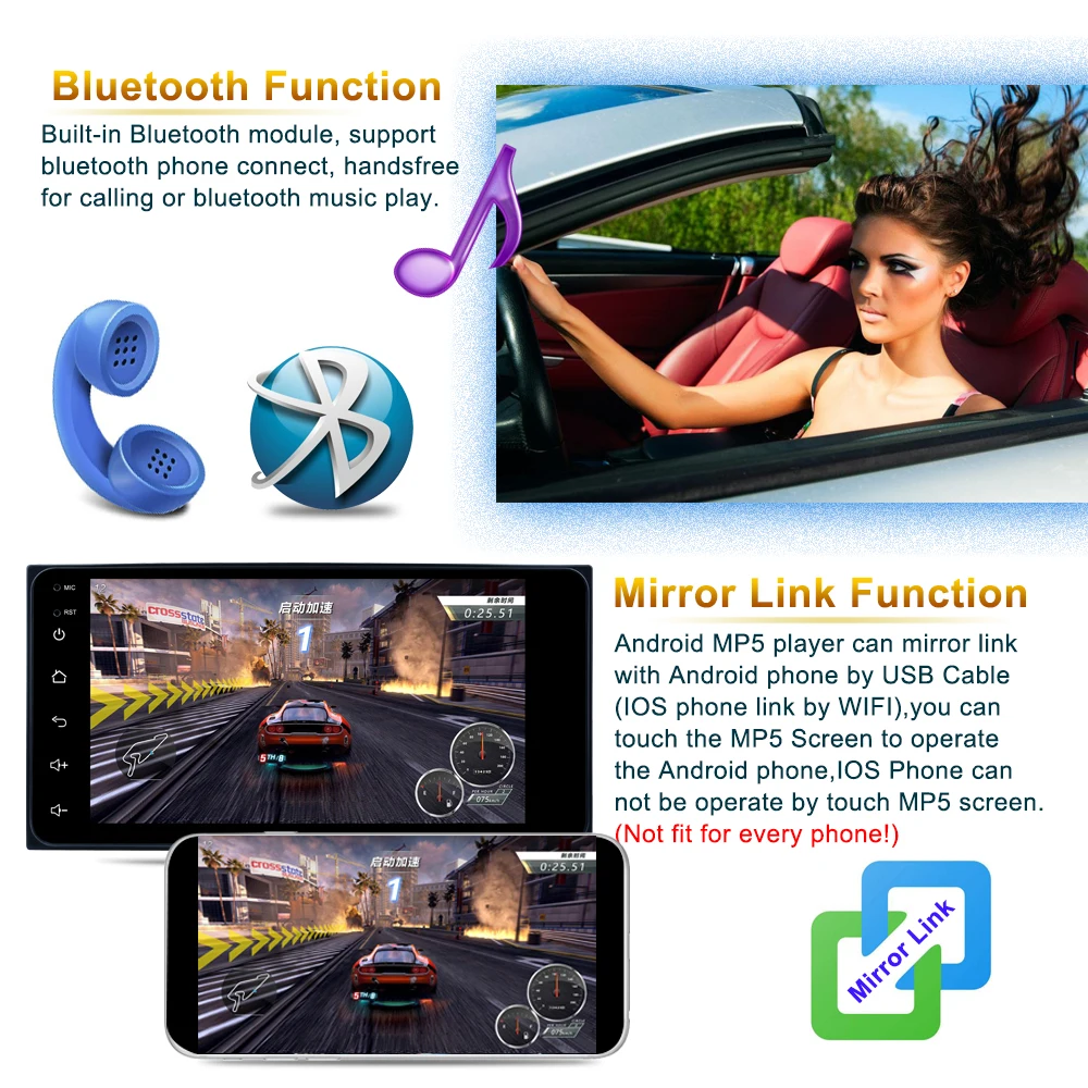  Podofo Android 8.1 2Din Auto Radio GPS WIFI Auto Audio Stereo 7 ''Auto Multimedia-Player 1 + 16 G B