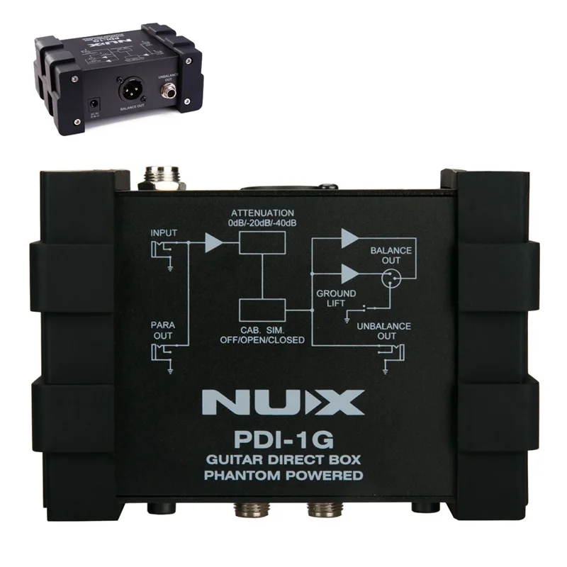 NUX PDI-1G DI Box Гитара прямой впрыск фантомный блок питания аудио миксер Para Out наземный подъемник компактный дизайн