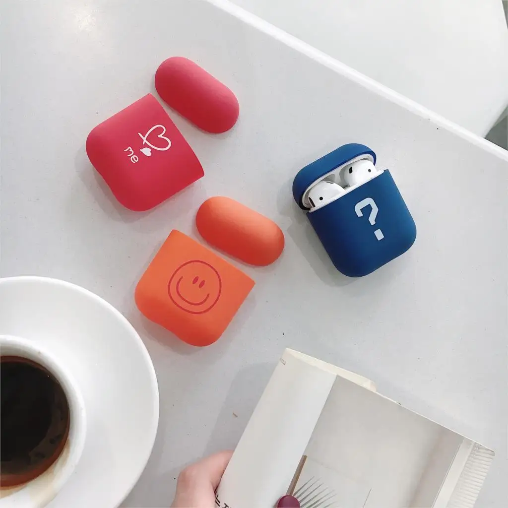 Чехол для наушников с милыми мультяшками Чехлы для Apple AirPods Чехлы AirPods2 защита Air Pods матовая кожа матовый жесткий любовь сердце аксессуары