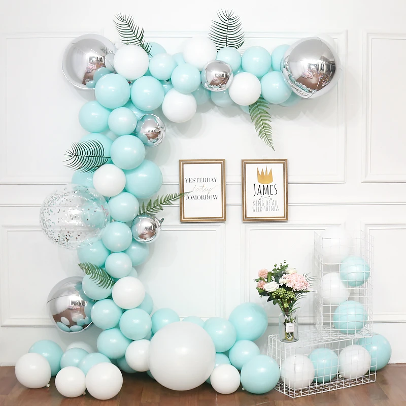 

100pcs/lot Tiffany Blue Macaroon Balloon Arch Kit Baby Wedding Birthday Party Macaron Latex Confetti Balloons Garland Dec