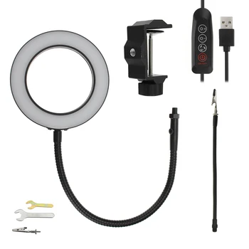 

5X 2 Colors Aluminum Flexible LED Magnifying Glass Illuminated Magnifier Reading Desk Lamp Table Clamp Soldering Helping Hand