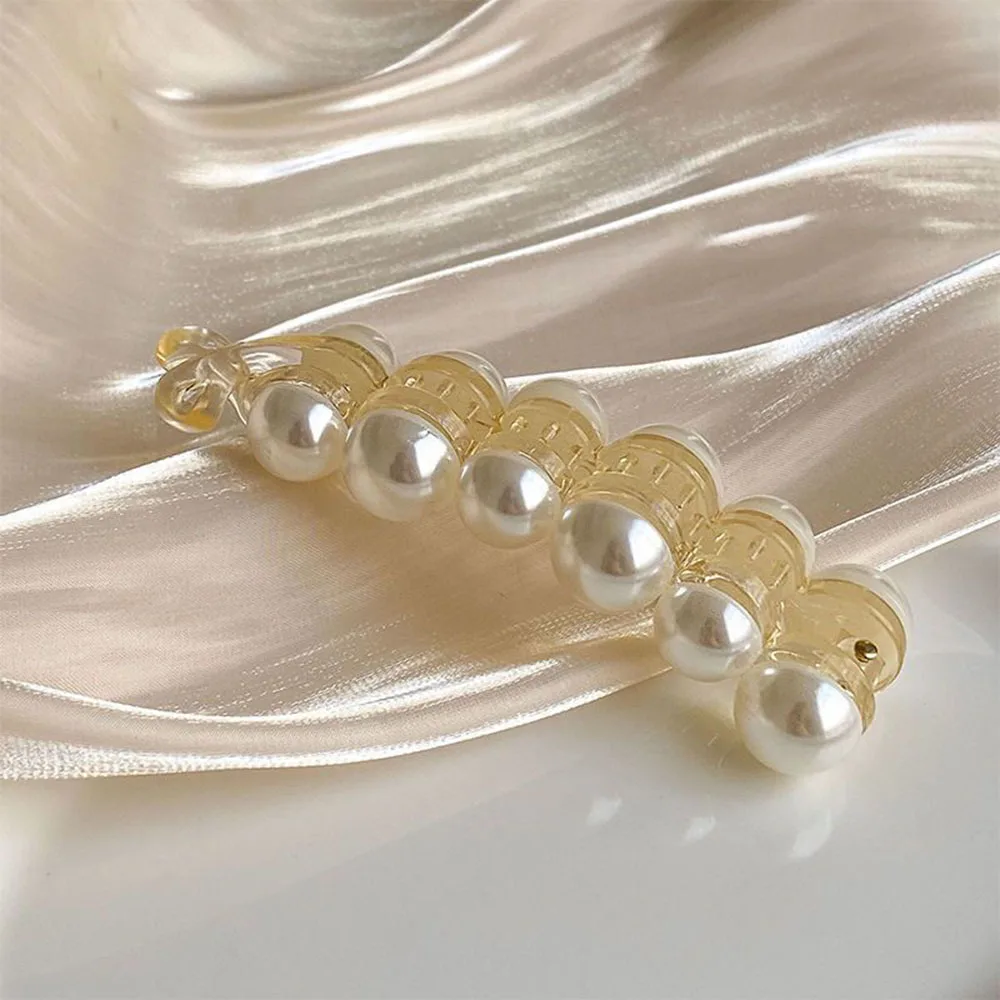 

1 Pcs Temperament Hairpin Headdress Pearl Banana Clip Barrette Vertical Clip Ponytail Hairpin Simple Style Hair Accessories