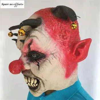 

Clown Horror Halloween Mask Latex Realistic Red Nose Clown Halloween Props Carnival Masquerade Party Halloween Masks are Scary