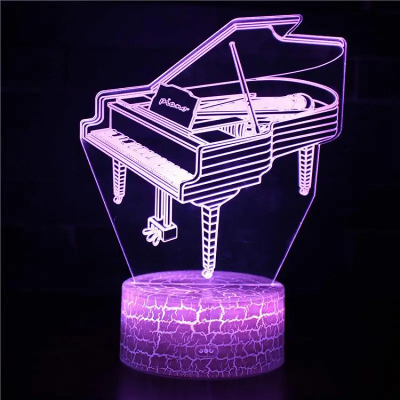 Пульт дистанционного управления гитарное пианино, саксофон музыкальная нота 3D светодиодная лампа 7 цветов Изменение USB 3d светодиодный светильник для ребенка спящий ночной Светильник