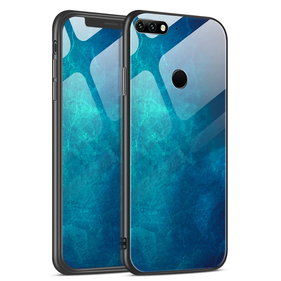 W120 Для huawei Y7 Prime /Enjoy8 Роскошный чехол из закаленного стекла для huawei Enjoy 9/9 S Модный противоударный защитный чехол для телефона - Цвет: W120