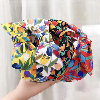 

2019 New Brand Fashion Print Flower Hair Bands For Girls Wide Headwrap Floral Headbands Hair Accessories For Women