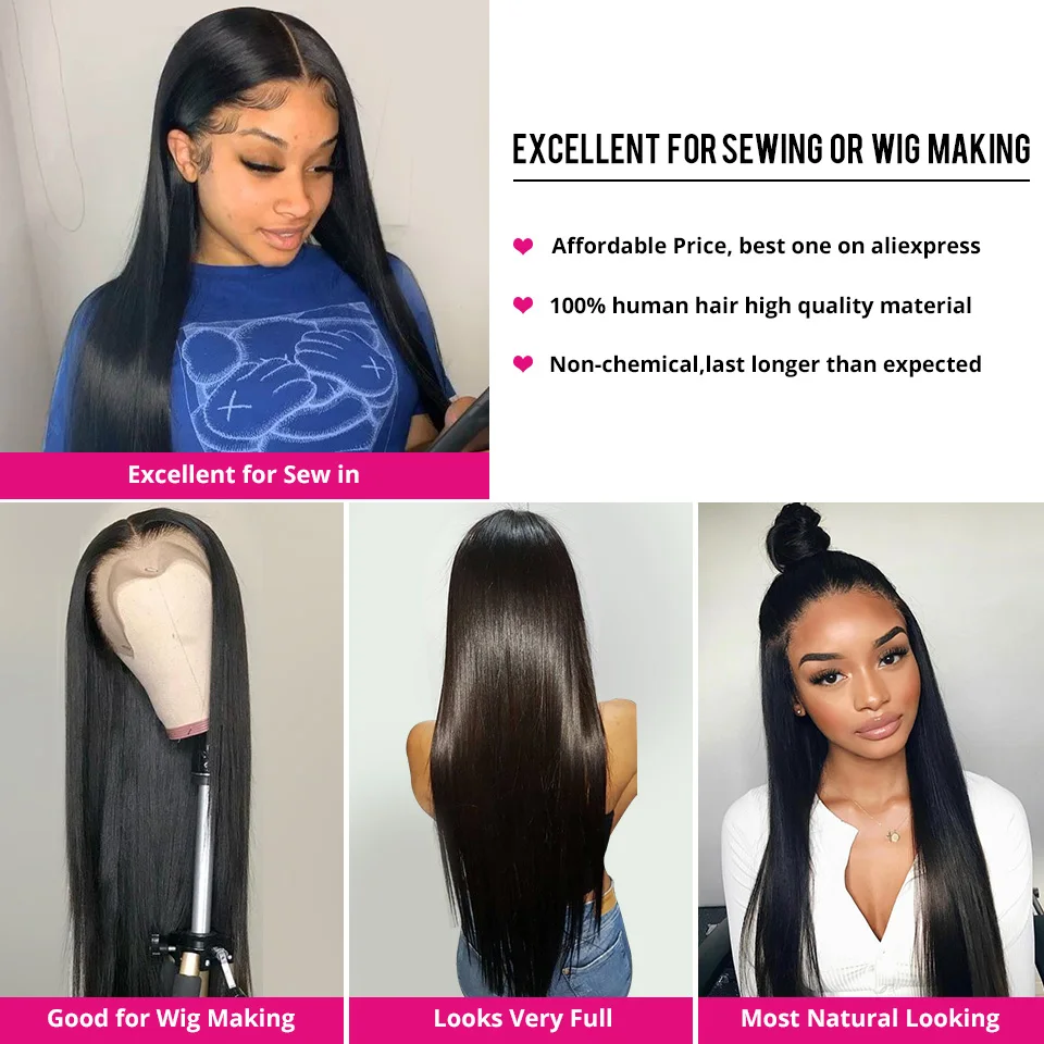 Meetu Straight Bundles with Frontal 13x6 13x4 Transparent Lace Frontal With Bundles Brazilian Human Hair With