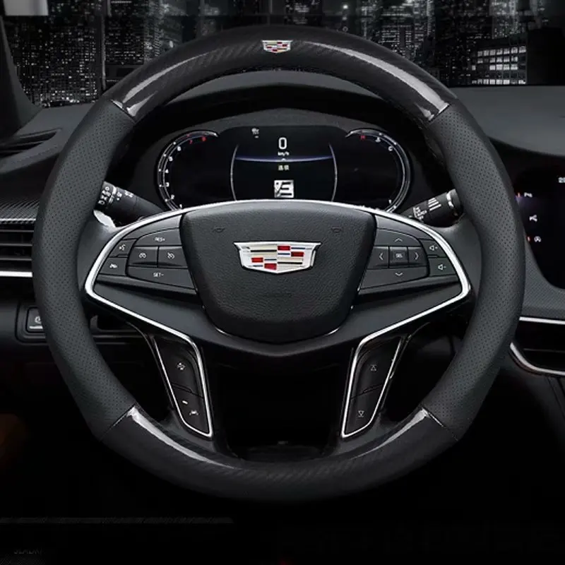 Кожаное Автомобильное рулевое силиконовое покрытие для руля 37 38 см 15 дюймов нескользящее для Cadillac ATS CT6 CTS SRX XT5 XT4 SLS XTS XT6 ESCALADE XLR