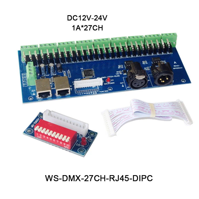 

Free shipping 27channels DMX512 decoder with XRL 3P RJ45 27CH led RGB controller for led strip light led lamp,DC12V-24V