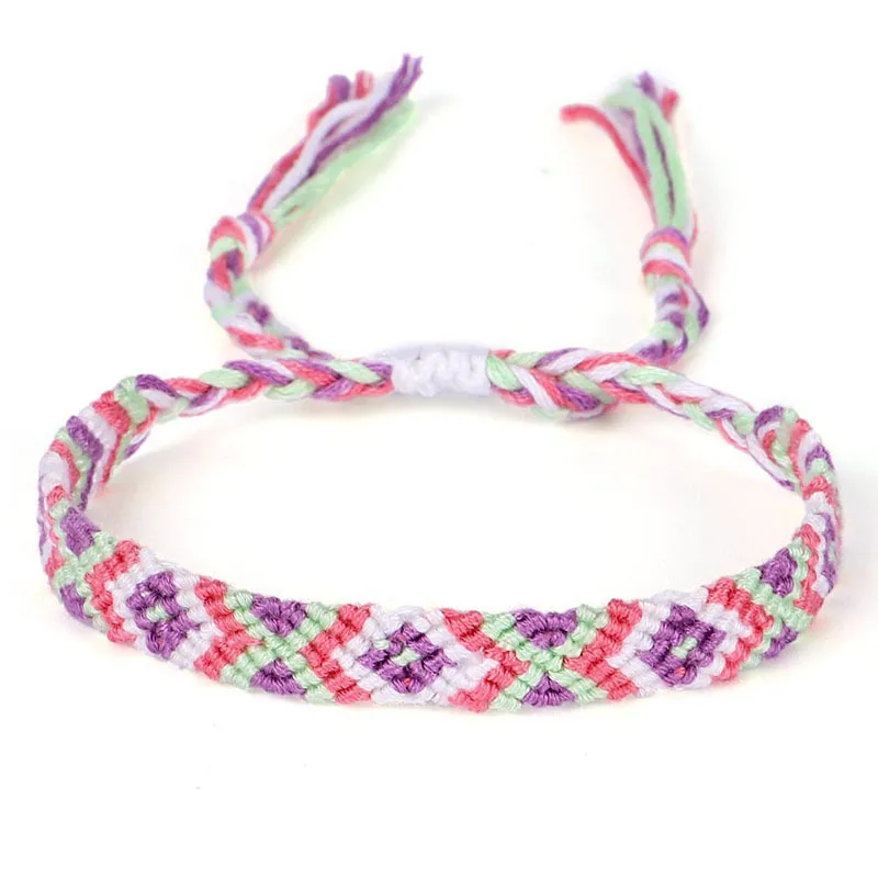Boho сглаза X Крест четыре призматические тканый браслет дружбы для женщин и мужчин богемная Мода Вышивка шнур ручной узел ювелирные изделия подарок