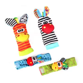 

Baby Rattles Toy 0-12Months Wrist Strap Rattles Animal Socks Toy New Wristbands Infant Soft Handbells Hand Foot Socks