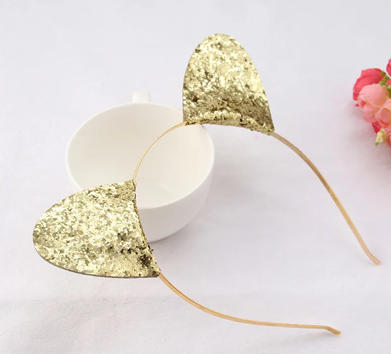 New Style Korean-style Shimmering Powder Sequin Headband Cute Cat Ears Headband Sell Meng Hair Accessories Women's Headdress Cus