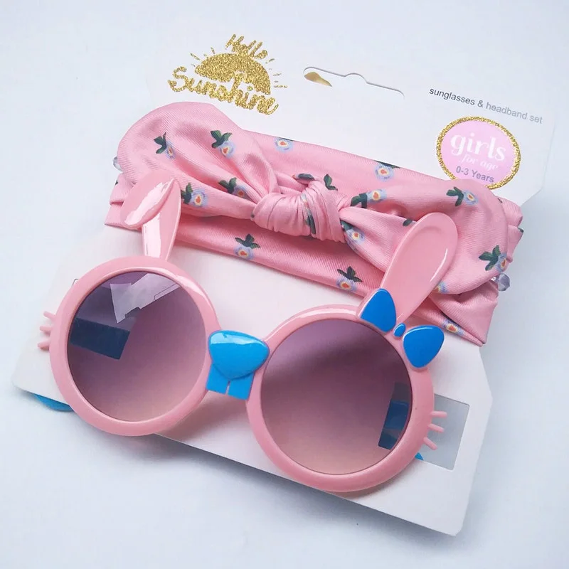 Baby Headband Sunglasses-Set Hair-Accessories Bowknot Girls Kids Children Cartoon Cute