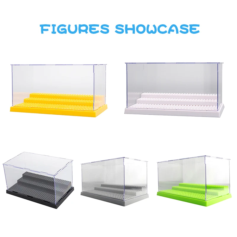 

DIY Figures Protection Showcase Single Sale Display Box With Base Plate For Building Blocks Figures Toys House Gift for Children