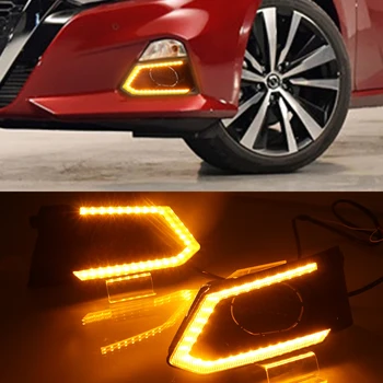 

CSCSNL 1 Pair LED Daytime Running Light Waterproof Car LED DRL fog Lamp with Turn Signal Relay For Nissan Altima Teana 2019 2020