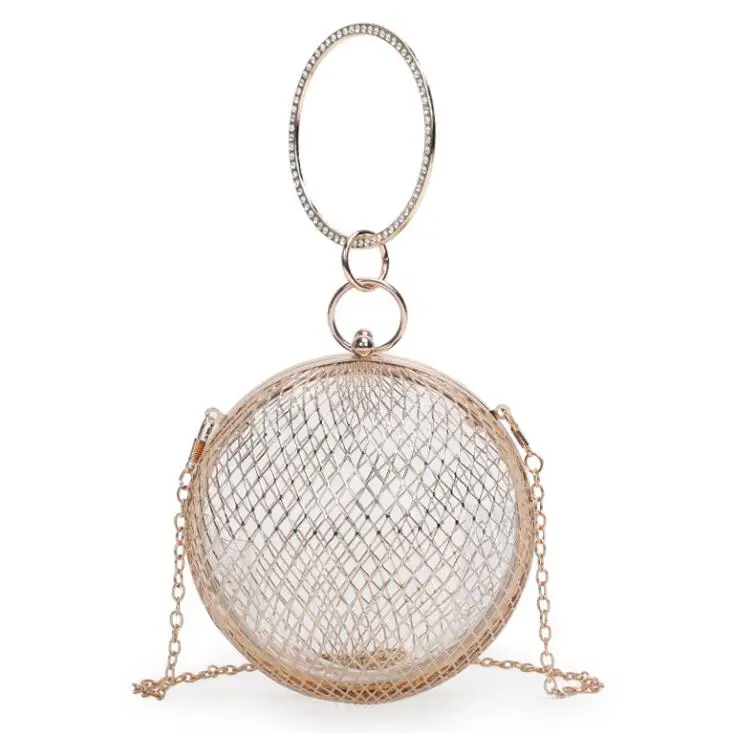 

Fashion Brand Luxurious Metal Hollow Bags Women Spherical Round Elegant Shoulder Bags Golden Chains Handbags Mini Crossbody Bags