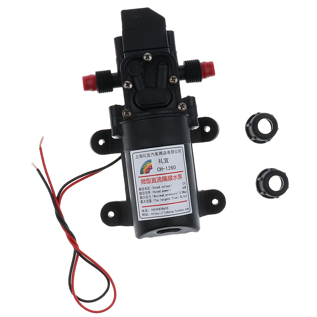 Diaphragm Pump, 12V 5L/Min High Pressure Self Priming Water Pump, 100psi for RV Camper/ Marine/ Boat/ Lawn