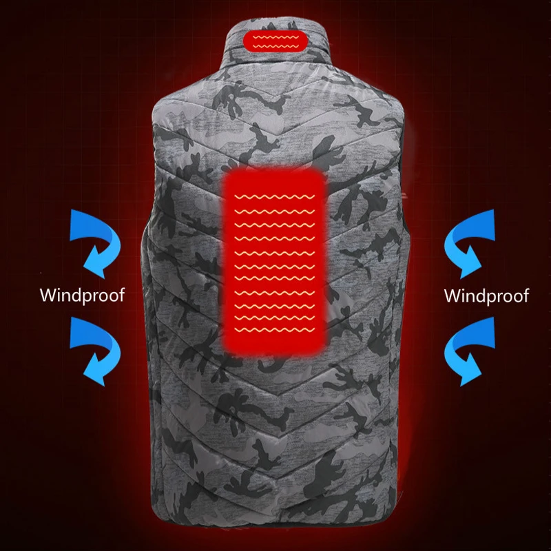 Euro Size s-4XL Men Autumn Winter Flexible Electric Thermal Cloth Waistcoat Fish Hiking Outdoor USB Infrared Heating Vest Jacket