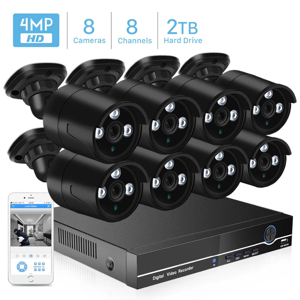BESDER H.265 CCTV 8CH PoE Система безопасности POE NVR комплект с ip камерой 4MP