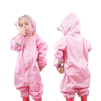 

2-9 Years Old Fashionable Waterproof Jumpsuit Raincoat Hooded Cartoon Kids One-Piece Rain Coat Tour Children Rain Gear Suit