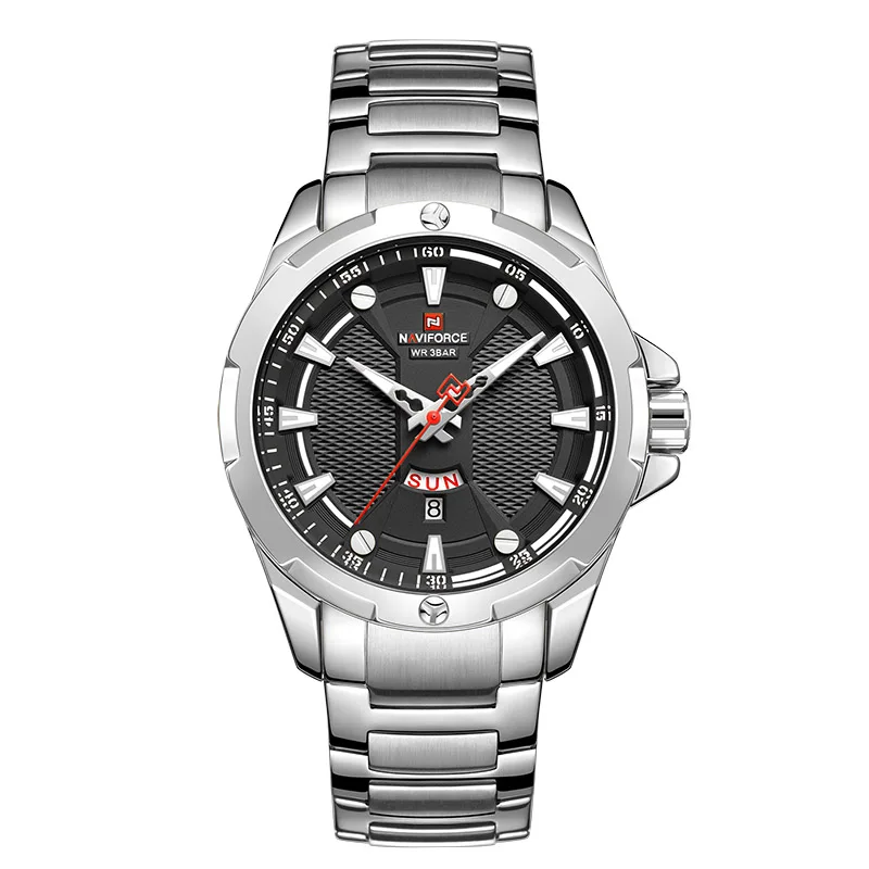 silver Топ NAVIFORCE мужские часы брендовые Роскошные Модные Кварцевые водонепроницаемые мужские часы спортивные мужские военные наручные часы Relogio Masculino - Цвет: silver