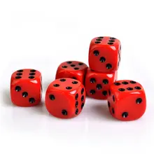 24pcs/set 16mm Dice Round Corner Point Dice RPG Gambling Games Cube Party Board Game Black Red With Velvet Bag