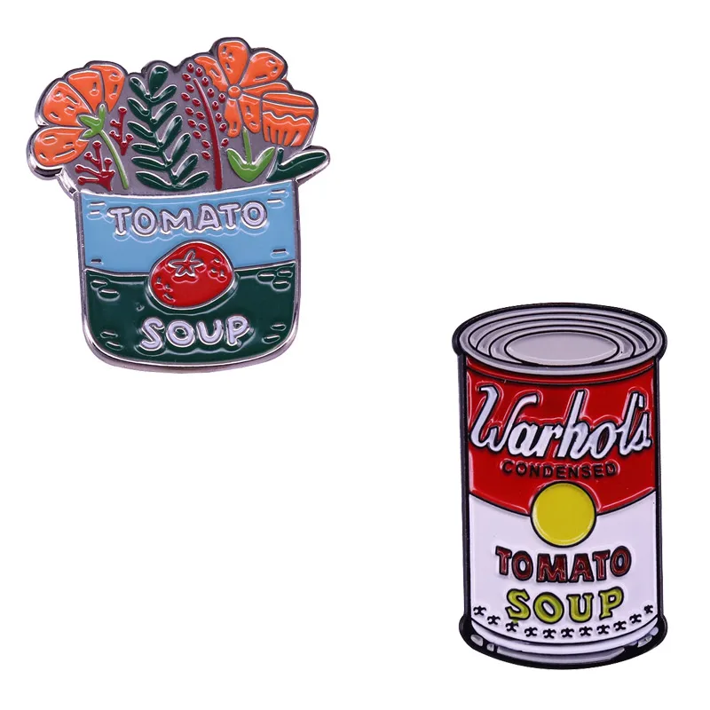 Warhol Вдохновленный брошь томатный суп может художественный значок ковбойская