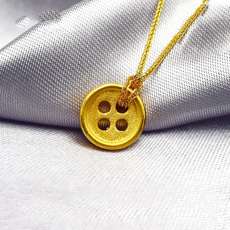

1PCS Real Pure 24K Yellow Gold Pendant Button Lucky Bead Pendant 0.9-1.1g Gift