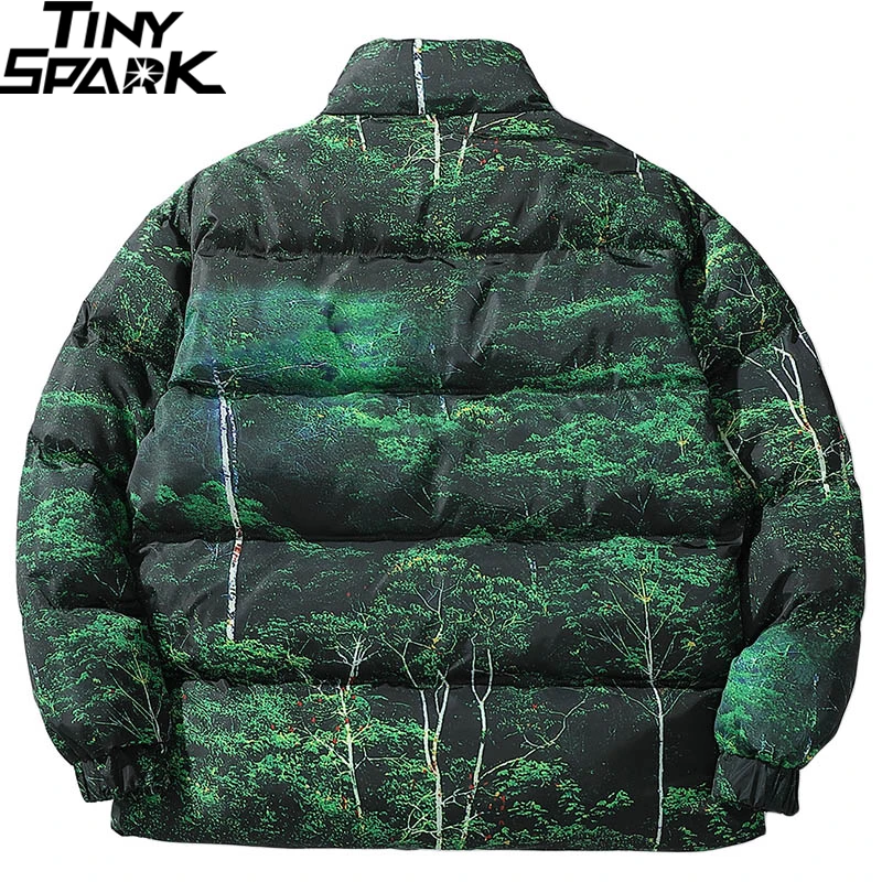 Куртка в стиле хип-хоп, парка с натуральным деревом, камуфляжная уличная Мужская ветровка Harajuku, зимняя стеганая куртка, пальто, теплая верхняя одежда на молнии