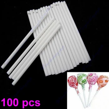 

100 pcs Pop Sucker Sticks Chocolate Cake Lollipop Lolly Candy Making Mould White