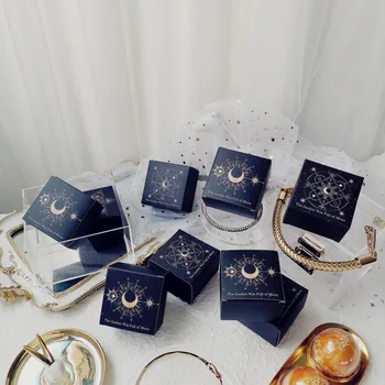 Caja de papel de embalaje para pastel de Luna constelación, 50 unidades, caja de cartón para pastel de boda