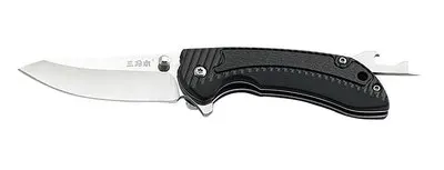 Черный Sanrenmu 7105 уличный карманный нож для выживания EDC инструменты с открывалкой для бутылок Отвертка Зажим для ремня для охоты кемпинга и путешествий - Цвет: Черный